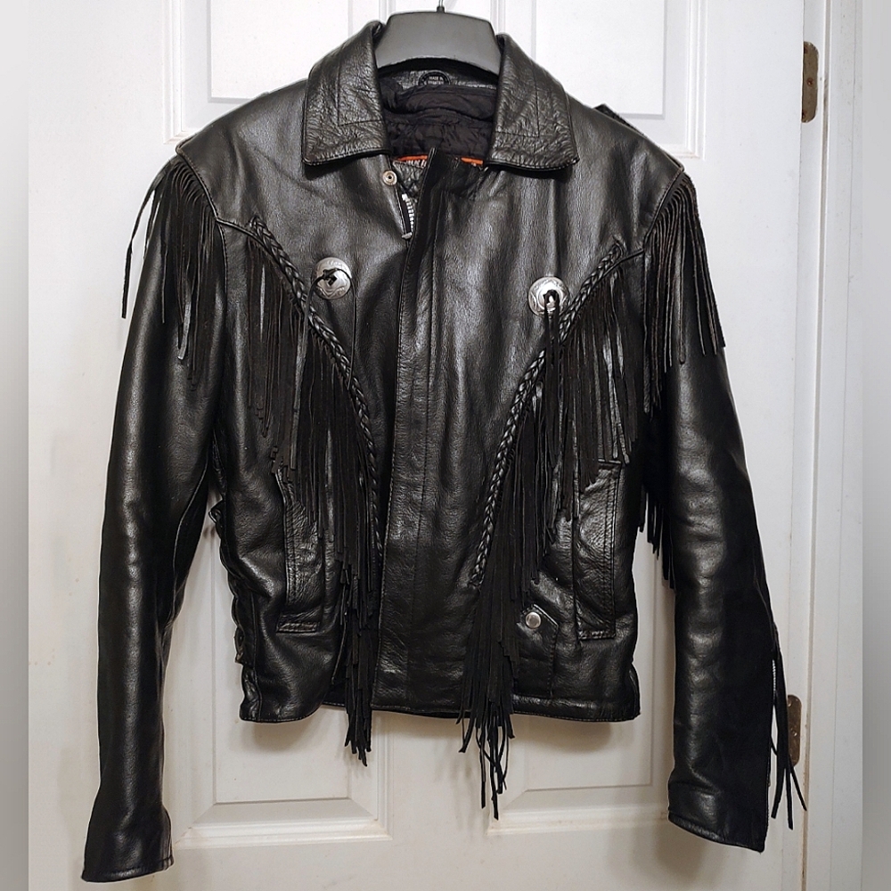 Interstate Fringe Leather Jacket Small Western